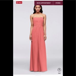 David’s Bridal Strapless dress in coral reef